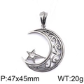 Colgante de luna y estrella en plata antigua con incrustación de circón brillante - Colgante de Luna y Estrella (KP59644-BD)
