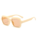 Vintage square sunglasses with creamy beige thick frames and orange tinted lenses - Beige Frame Champagne Lenses