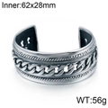 Silver punk style titanium steel chain cuff bracelet with 62x28mm inner diameter - Steel Smooth