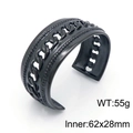 Retro black titanium steel chain cuff bracelet for men weighing 55g and 62x28mm size - Open Cuff Style (KB151737-JX) / Glossy Black
