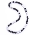 Detail of 8mm tiger eye and volcanic stone necklace with silver lobster clasp closure - White Turquoise Necklace