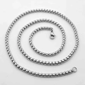 Collana a catena veneziana da 3mm in acciaio inossidabile argento con chiusura a moschettone - Catena Box da 60cm