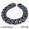 Men's heavy 16mm black stainless steel Cuban chain bracelet with Greek key pattern - Black (KB163669-JX)