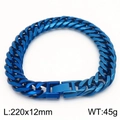Herren Vintage Edelstahl Panzerarmband in Dunkelblau mit hochwertigem Kastenverschluss - Blaue Armband / Armband