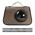 Brown fabric portable pet carrier bag with clear panoramic space capsule window - 40x26x26cm / Gray