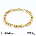 Pulsera de cadena NK 3:1 dorada de 6mm con acabado pulido, cierre de langosta y 190mm largo - 19cm / Dorado