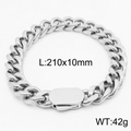Bracciale a catena cubana argento in acciaio al titanio, 10mm di larghezza e 210mm - Stile Argento-10mm di Larghezza(KB164546-Z)