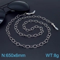 Catenella per occhiali in acciaio inox argento da 650mm con maglie a O e gommini - Stile a Maglia Ovale Ondulata Argento (KSC113-Z)