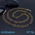 Catenina per occhiali dorata in acciaio inossidabile con anelli in silicone, 650x6 mm - Stile a Maglia Ovale Ondulata Oro (KSC117-Z)