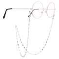 Chic round metal glasses with heart-shaped titanium steel chain for women - Silver (KSC037-Z)