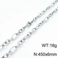 Collana a catena a O in acciaio al titanio argento 450x6mm peso 18g con chiusura a moschettone - Colore Acciaio (45cm)