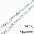 Collana a catena O in acciaio al titanio argento 6mm, lunga 500mm con chiusura a moschettone - Colore Acciaio (50CM)