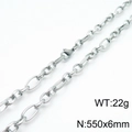 Collana a catena a maglie ovali in acciaio al titanio argento con chiusura a moschettone - Colore Acciaio (55cm)