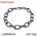 Titanstahl-Gliederkette Armband in Boiled Black Finish, 9mm Breite für Herren - Schwarz