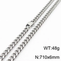 Silver stainless steel Cuban link necklace for men 710x6mm size with lobster clasp - 6mm*710mm