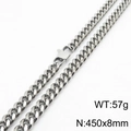 Silver stainless steel Cuban link necklace with lobster clasp, 8mm width, 45cm length - 8mm*450mm