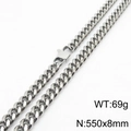 Silver Cuban link necklace in stainless steel 550x8mm with lobster clasp and 69g weight - 8mm*550mm