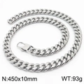 Men's 10mm wide silver-toned stainless steel Cuban link chain necklace 45cm length - 10mm*450mm
