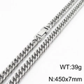 Massieve zilveren hiphop curb ketting voor heren in 450x7mm met metalen sluiting - 7mm*450mm / Zilver