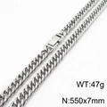 Zilveren cubaanse schakelketting heren, 550x7mm met een stevige baksluiting - 7mm*550mm / Zilver