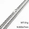 Zilveren roestvrijstalen heren gourmet ketting van 7mm breed en 600mm lang - 7mm*600mm / Zilver