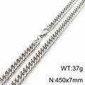 Silberne Edelstahl 7mm Panzerkette Halskette, 45cm Länge und 37g Gewicht für Herren - 7mm x 450mm (KN232947-ZZ)