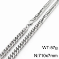 Silver stainless steel curb chain necklace 710x7mm for men and women minimalist style - 7mm x 710mm (KN232952-ZZ)