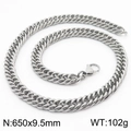 Polished silver curb chain necklace in 650x9.5mm size made of durable stainless steel - 9.5mm x 650mm (KN232979-ZZ)