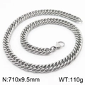 Silver curb chain titanium steel necklace 9.5mm width 710mm length with lobster clasp - 9.5mm x 710mm (KN232980-ZZ)
