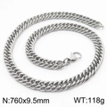Sleek 760mm x 9.5mm curb chain necklace in polished silver stainless steel - 9.5mm x 760mm (KN232981-ZZ)