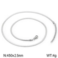 Collana a catena piatta in acciaio inossidabile argento 450x2,5mm con chiusura a moschettone - Collana Argento 2.5mm 45cm