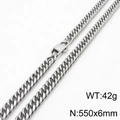 Silver cuban link titanium steel necklace with lobster clasp, 550x6mm sizing - 6mm*550mm Silver