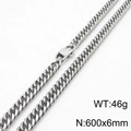 Silver stainless steel curb chain necklace measuring 600x6mm and weighing 46 grams - 6mm*600mm Silver
