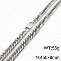 Silver curb chain necklace for men and women with lobster clasp, 450x8mm size - 8mm*450mm Silver