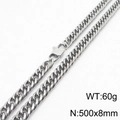 Silver stainless steel cuban curb chain necklace 500x8mm with lobster clasp for men - 8mm*500mm Silver