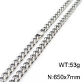 Silver cuban chain necklace in titanium steel with 650mm length and 7mm width - 7mm x 650mm (KN233064-ZZ)