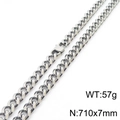 Silver stainless steel Cuban link necklace for men and women, 710x7mm chain weighing 57g - 7mm x 710mm (KN233065-ZZ)