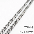 Polished silver titanium steel curb chain necklace 8mm width and 710mm length - 8mm x 710mm (KN232791-ZZ)