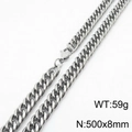 Silver stainless steel curb chain necklace 8mm width 500mm length with lobster clasp - 8mm x 500mm