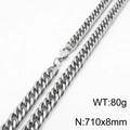 Silver Cuban link chain for men in 710x8mm size weighing 80g with high-shine metallic finish - 8mm x 710mm