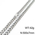 Zilveren titanium stalen Cuban link ketting met sluiting, 500mm x 7mm, gewicht 42g - 7mm x 500mm / Zilver