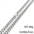 Zilveren roestvrijstalen Cubaanse ketting met rechthoekige gesp 550x7mm 46g - 7mm x 550mm / Zilver