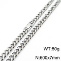 Titaniumstalen gourmetketting met gepolijste afgeschuinde randen zilver 600x7mm - 7mm x 600mm / Zilver