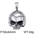 Skull pendant with volleyball pattern in silver steel, size 52x44mm and 42g weight - Classic Skull (KP79437-BD)