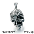 Silver skull pendant with large sparkling crystal eye in vintage retro punk style - Skull with Crystal Eye (KP82812-BDJX)