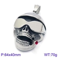 Retro stainless steel skull pendant with sunglasses and cigarette, 64x40mm gothic necklace - Sunglasses & Cigar Skull (KP83338-BDJX)