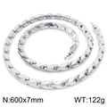 Collar de cadena de hueso de dragón plateado acero inoxidable 600x7mm 122g hip hop - Collar de Plata