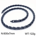 Collar de cadena de hueso de dragón negro de acero inoxidable de 7mm para hombre, 600mm - Collar Negro