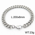 Silver stainless steel Cuban link bracelet, 200x8mm size with polished metal finish - Style A 8mm 200mm(KB165960-ZZ)