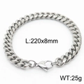 Silver stainless steel Cuban link bracelet with lobster clasp, 220x8mm size - Style A 8mm 220mm(KB165961-ZZ)